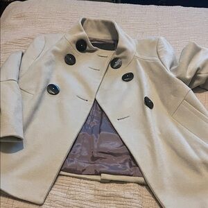Zara Cream Double-Breasted Blazer with Black Buttons